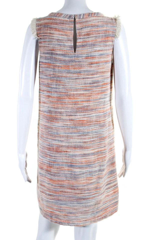 Lilla P Womens Orange/Gray Textured Scoop Neck Sleeveless A-Line Dress Size S - Image 3 of 4