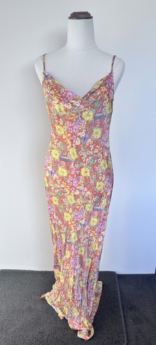 Spell & The Gypsy Women’s Orange LAST DRINKS Bias Slip Dress Midi Size S Floral - Picture 2 of 8