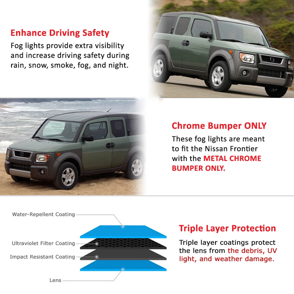 For 2003-2006 Honda Element Fog Lights w/Bracket+Wiring+Switch Kit Clear Pair Foto 4 de 4