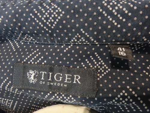 Tiger Of Sweden Shirt Mens L EU41 Black Smart Casual Preppy Office Workwear Boho - Picture 10 of 11