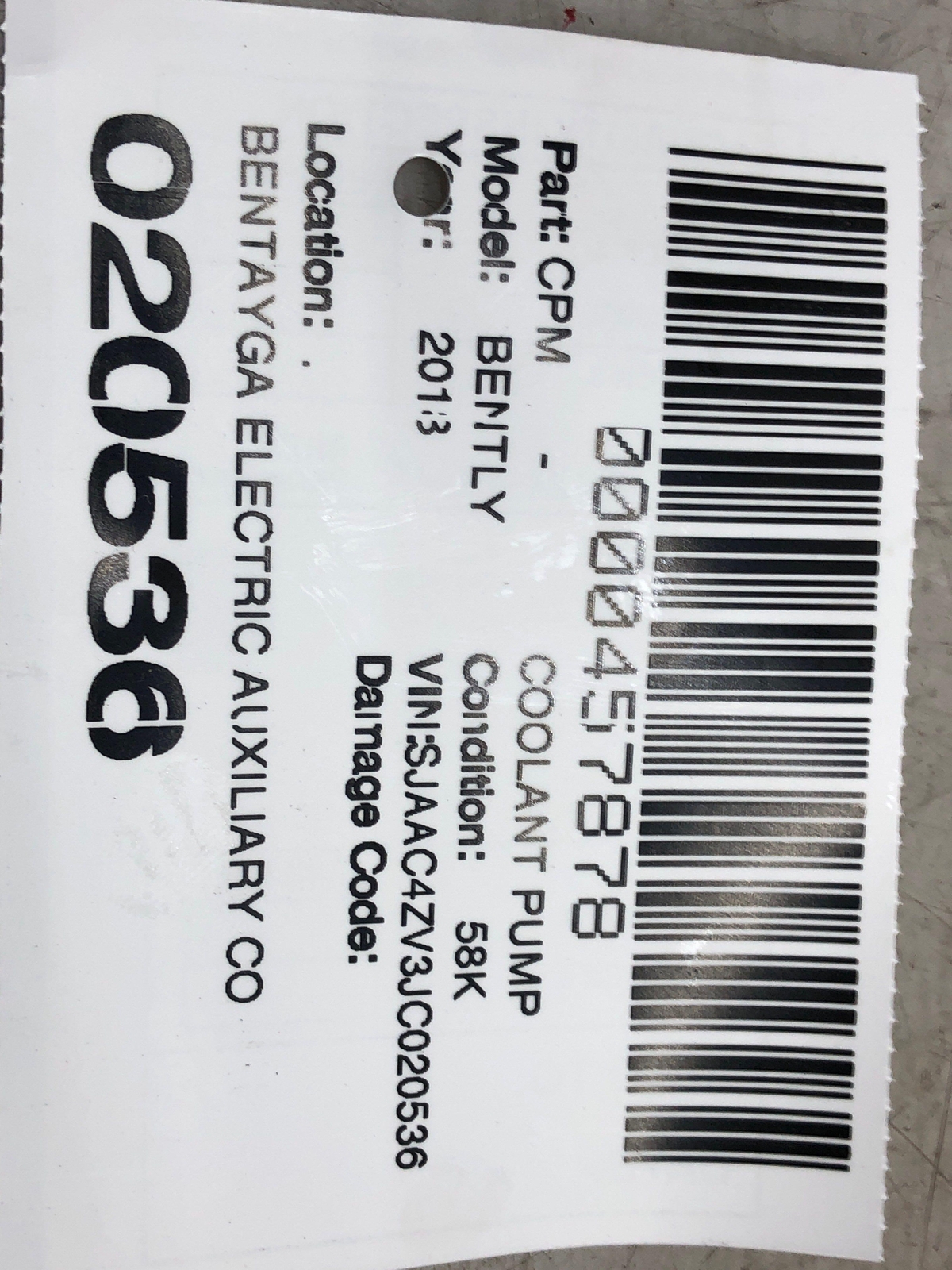2016-2020 BENTLEY BENTATGA OEM ELECTRIC AUXILIARY COOLANT WATER PUMP 06H121601N