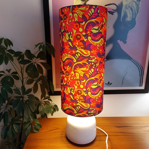 Psychedelic Large 60s 70s retro Table Lamp & base Lampshade Retro Funky Red - Picture 10 of 13