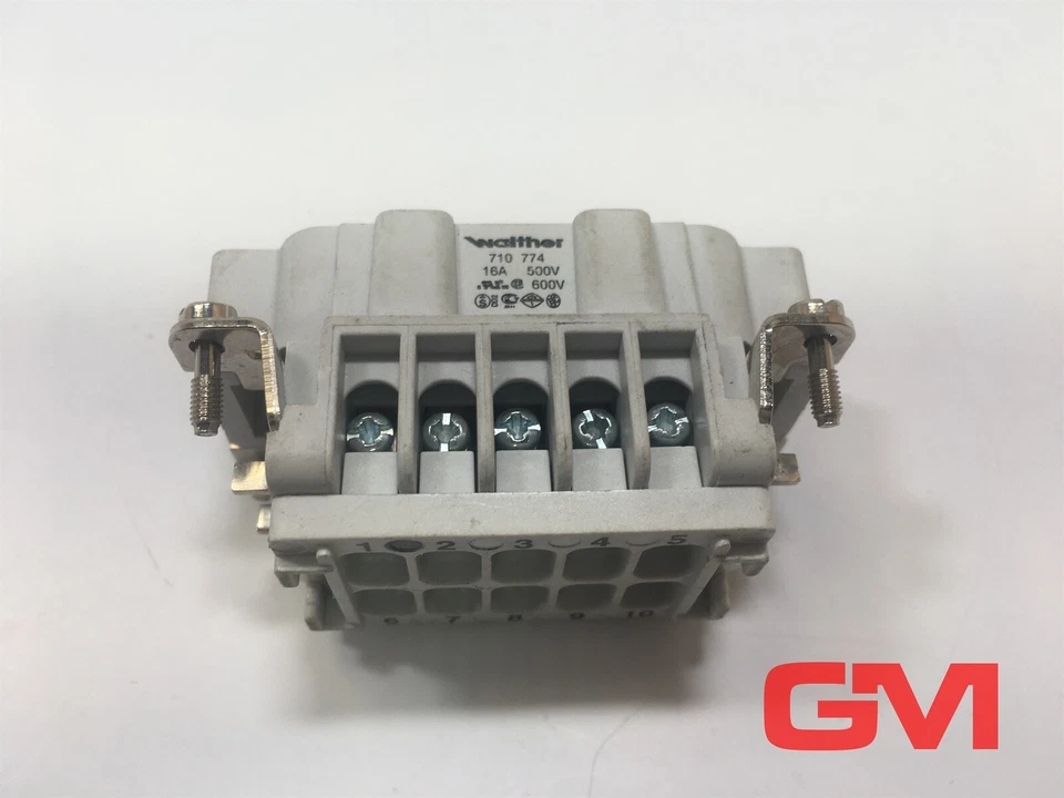 Ve 2x Walther Inserto Maschio Il Serie B10 710774 Maschio Insert 10-pol 16A 500V - Immagine 2 di 4