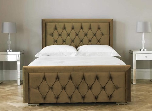 HILTON PLUSH VELVET BED FRAME 5 SIZES SINGLE - SUPER KING MATTRESS OPTION - Picture 28 of 42