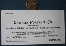 1920s Era Chicago Illinois Portrait Co. Business card Oil Crayon & India Ink!