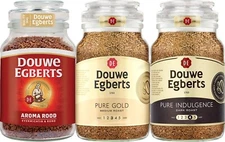 Douwe Egberts Instant Coffee Trio- Aroma Rood, Pure Gold & Pure Indulgence 190g