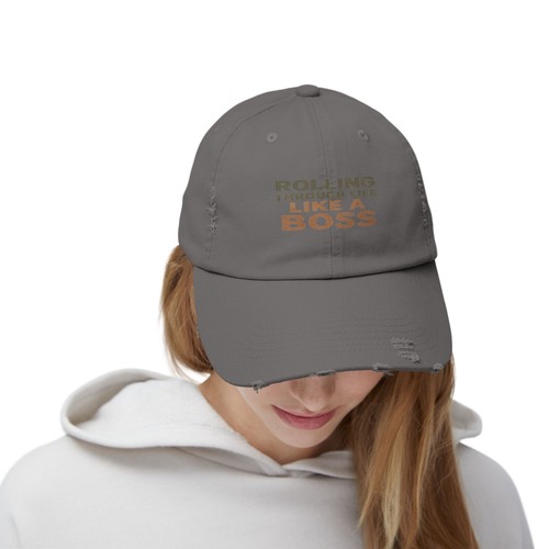 Rolling Through Life Like a Boss Distressed Cap, Casual Hat, Gift for Him, - Picture 29 of 37