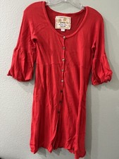 WINDSOR POOF BEAUTIFUL RED COTTON WORK HOLIDAY PARTY PUFF SLEEVE DRESS M