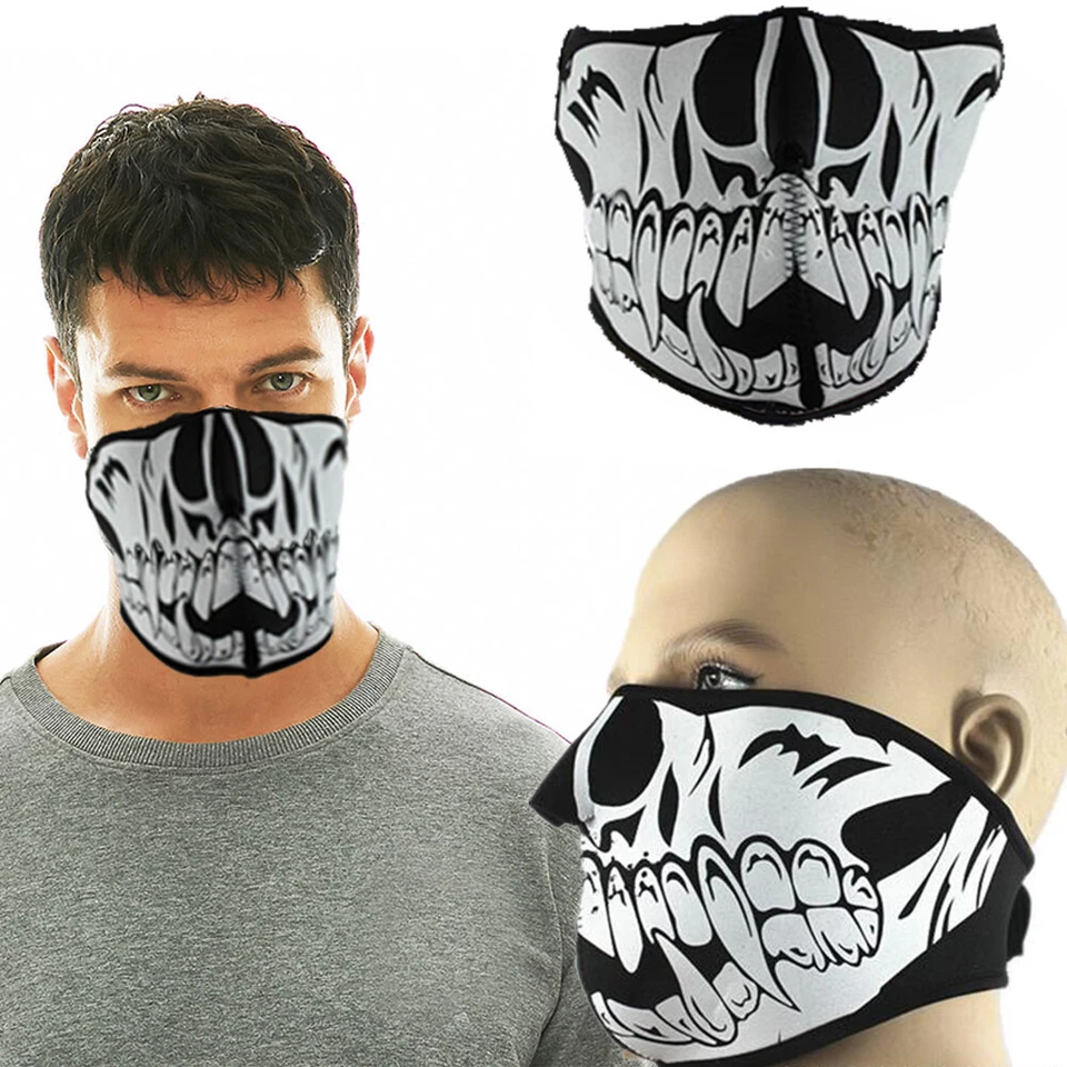 Skull Neoprene Half Face Mouth Mask Tactical Military Motorcycle Protector Mask - Image 3 of 4