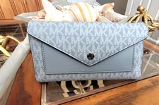 Michael Kors Jet Set Large Signature Envelope Wristlet Pale Blue NEW🎀NWT🎁NIP