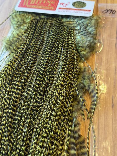 Whiting Farms GOLD ! Saddle Hackle: GRIZZLY DYED OLIVE 090 - Picture 4 of 6