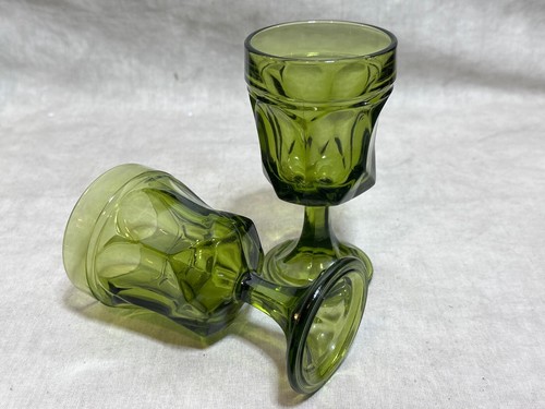 6 Mid Century Modern Glass Green Wine Glasses MCM Barware Liquor Retro - Picture 6 of 7