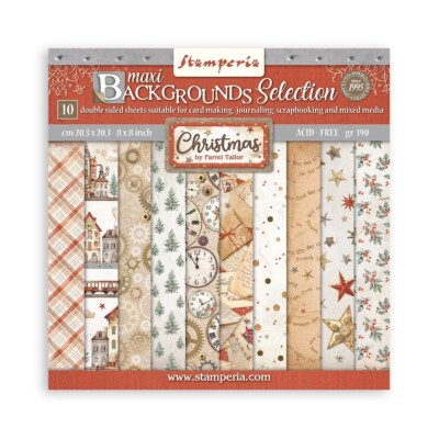 Stamperia Gear Up for Christmas 8'' x 8'' Background Selection Paper Pad Scrapbook