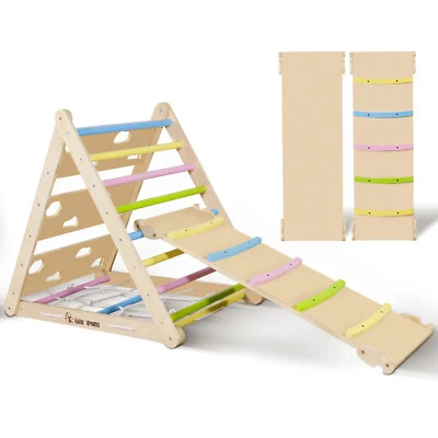 CCLIFE Kletterdreiecke Pikler Art Rutsche Holz Indoor Kinder Kettergerüst Kletterleiter