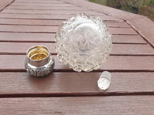 ANTIKES MASSIVES SILBER SCHUHNAGELGLAS PARFÜM DUFTFLAKON B'ham 1898 - Bild 5 von 15