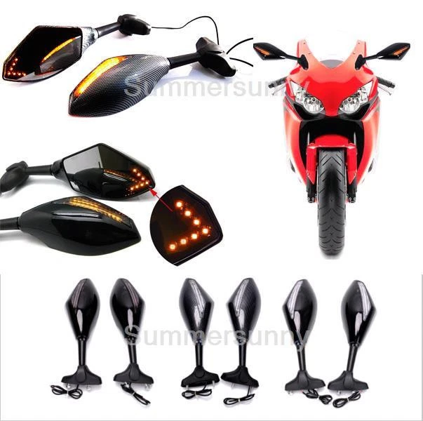 8 ESPEJOS RETROVISORES LED TIPO MOTO INDICADOR DE GIRO PARA YAMAHA FZR600 YZF 600 R1 R6 R6S Foto 2 de 4