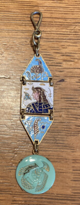Fine Egyptian style enameled metal multi piece watch fob