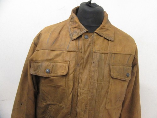 VINTAGE LEVI LEATHER TRUCKER MOTORCYCLE JACKET SIZE 40, ACE PATINA - Picture 2 of 24
