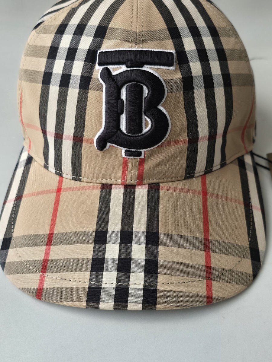 Burberry TB Logo Nova Check Baseball Cap Beige Size S Small Burberry TB Logo Nova Check Baseball Cap Beige Size S Small