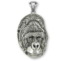 Mountain Gorilla Jewelry Sterling Silver Handmade Gorilla Pendant  GRL1-P