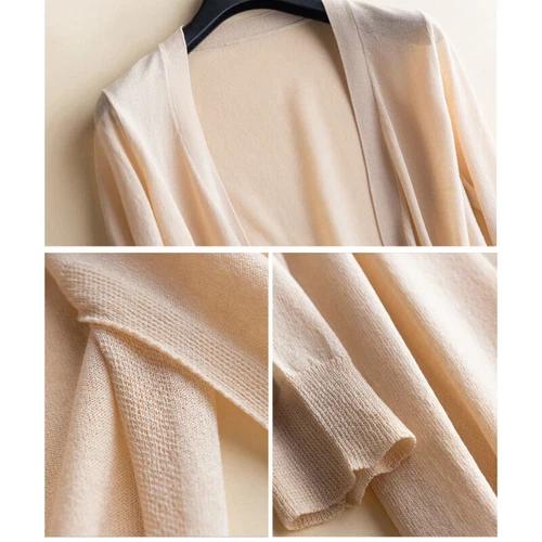 Damen Lang Offene Strickjacke 3/4 Ärmel Sommer Strickjacke Mantel Wasserfall Top - Bild 6 von 12