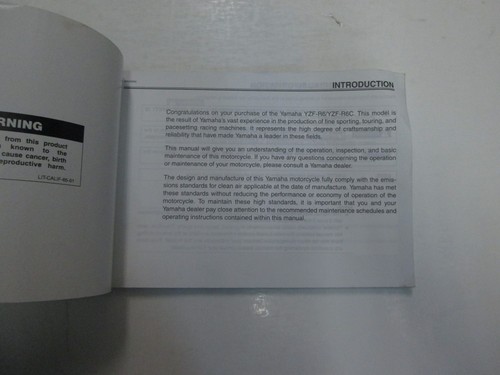 Manual Del Propietario YZF-R6N YZF-R6NC 2001 De Yamaha - Imagen 3 de 12