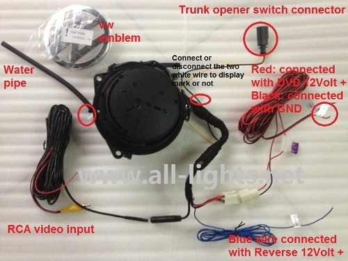 Volkswagen logo Emblem Fliping rear view camera,vw logo badge flip Emblem camera