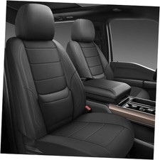 Leather Car Seat Covers,Universal 2 Pcs Front Seat Covers for FRONT PAIR Black