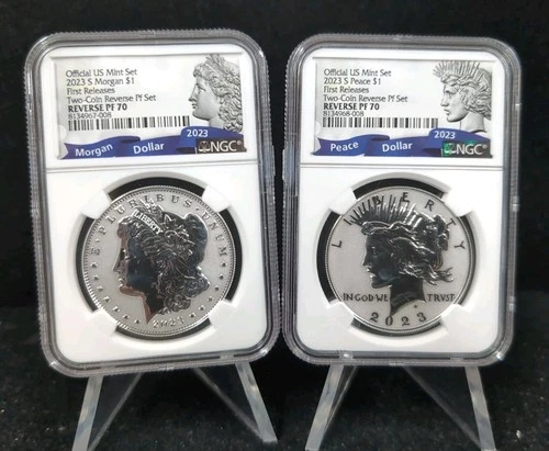 2023-S Morgan and Peace Dollar Reverse Proof Two-Coin Set NGC Reverse PF 70 6707