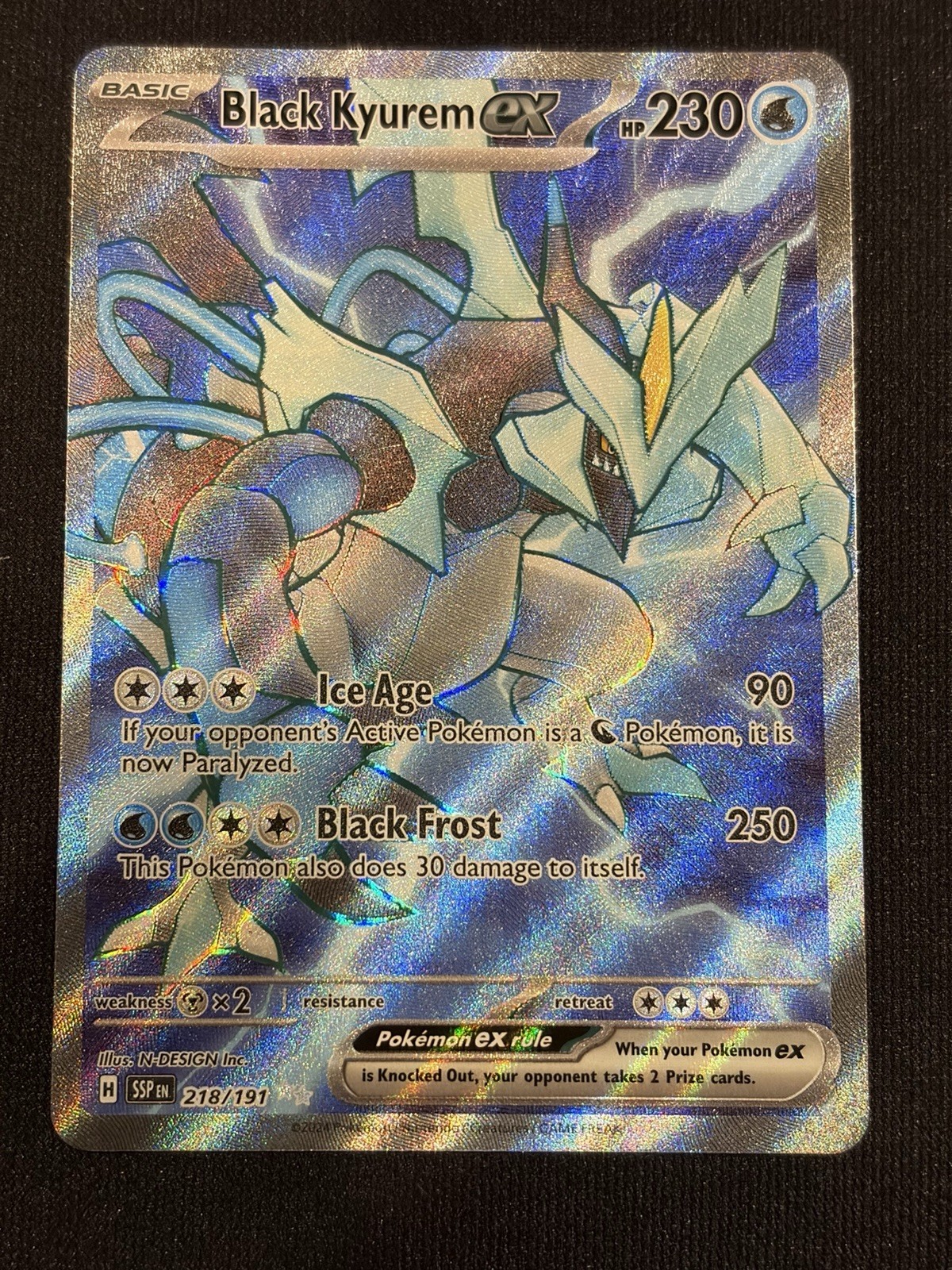 Pokemon Black Kyurem ex 218/191 Sv08: Surging Sparks Holo