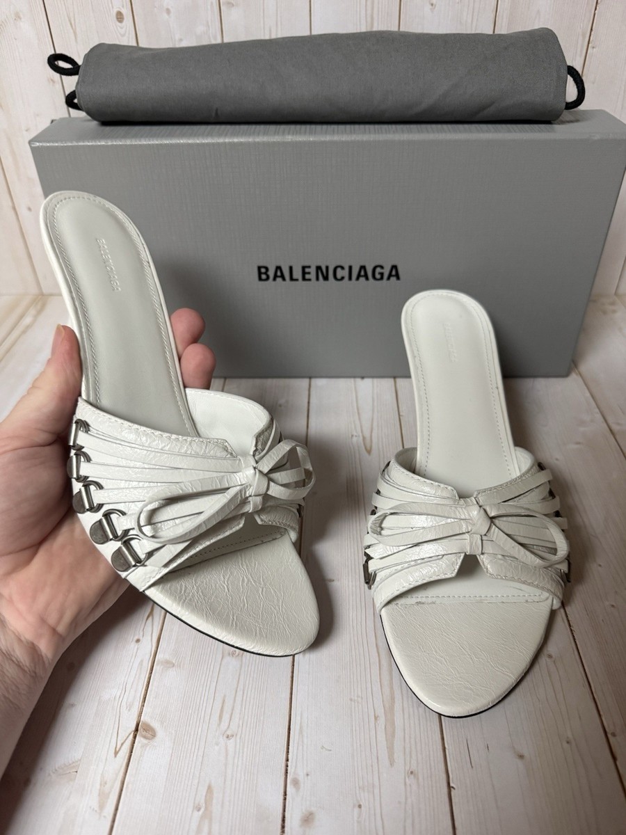Balenciaga Cagole Leather Slide Sandal Optic White Sz 36 / 6 | eBay