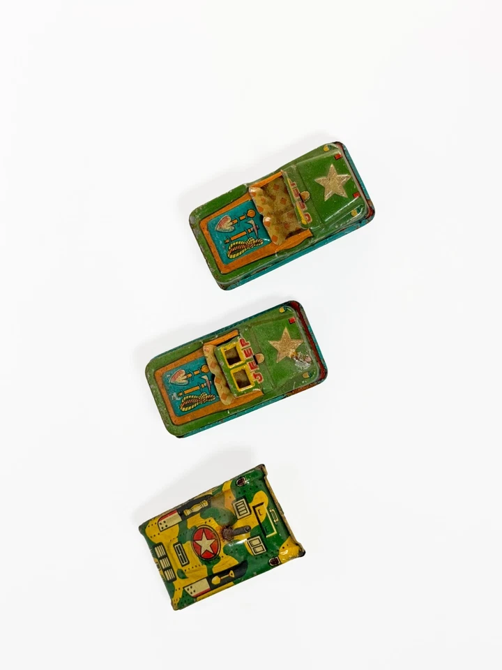 Lote de 2 vehículos de juguete Jeep verde tanque Patton Gen litografía de hojalata vintage Foto 2 de 4