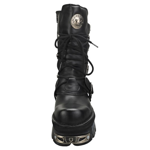 New Rock Reactor Half Boots Unisex Platform Boots in Black - Picture 3 of 8