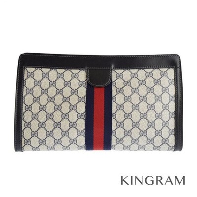 Gucci Sherry Line PARFUMS Navy Blue Clutch Bag Shoulder Ros | eBay