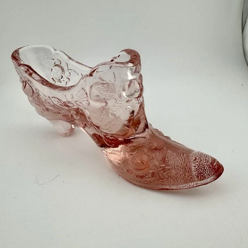 Vintage Fenton Cabbage Rose Slipper Shoe Light Pink