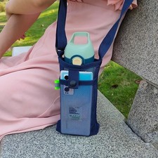 Water Bottle Sleeve Cover Carrier Mesh Cup Bag Pouch Carrier Holder with Straps