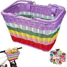 Kids Bike Basket for Boys Girls with Adjustable Leather Straps