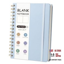 Blank Spiral Notebook Journal, 128 Sheets 256 Pages, 5.7 x 8.3 Airy Blue