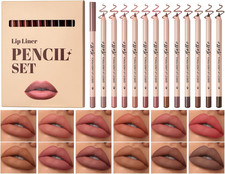 Set Di 12 Matite per Contorno Labbra in Velluto Opaco, per Rossetto, Colore Morb