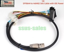 1M SFF8644 to 4x SFF8482 SAS Breakout Cable With IDE 4-Pin Power 12Gbps Drive US