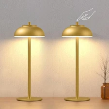 2 Pack Led Cordless Table Lamp: Modern Portable Desk Lamp for 2 Pack, Gold 