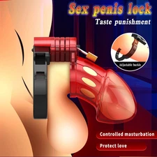 Male Chastity Cage Device Lockable Tools Enhancer Breathable Adjustable Toys US
