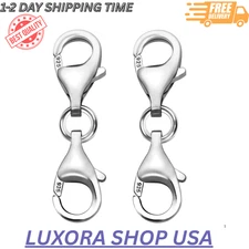 2 Pcs Lobster Clasp 925 Sterling Silver Double Opening Lobster Clasp and Closure