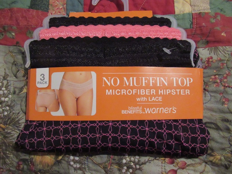 3-Black shapes/Pink/Black Warner's 5609 Microfiber Hipster Panties *NEW* 3X  10