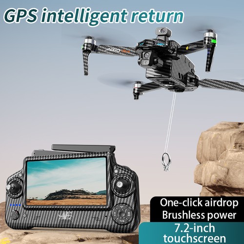GPS Drone 7.2" Screen 7KM Flight 5G Three-Axis Gimbal 4K HD Camera Airdrop UAV - Picture 6 of 30