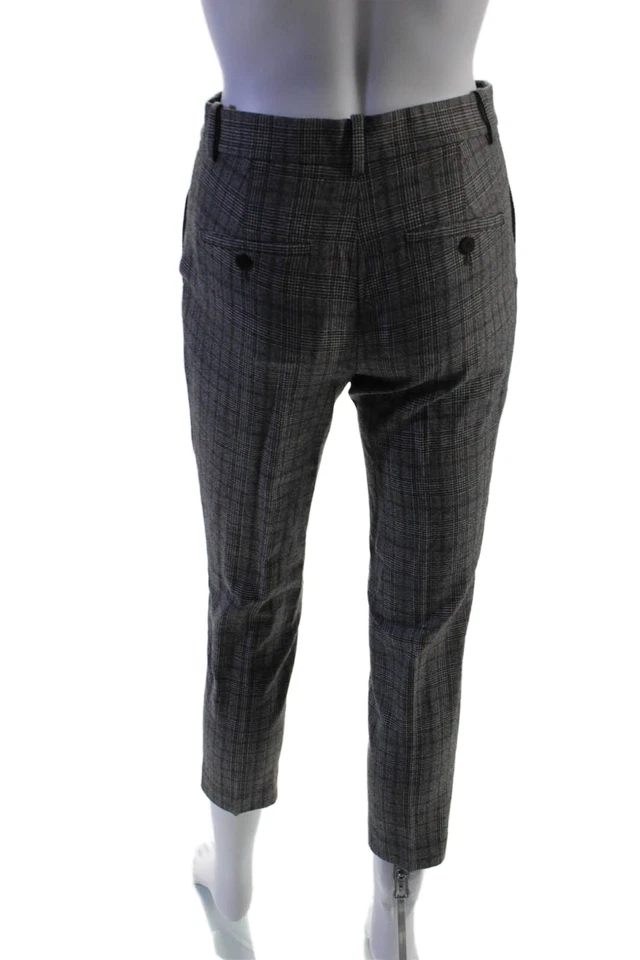 Pantalones de vestir Theory para mujer a cuadros Treeca 2 franela de arce negro marrón lana talla 00 Foto 3 de 4