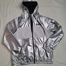 Victoria's Secret "Pink" Silver Metallic Front ZIpper Hoodie Jacket Size M
