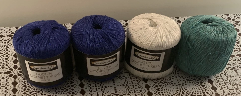 Dept 71 Glisten Cotton Crochet Thread Blue Green White Brand New 142 Yds Size 10 - Image 4 of 4