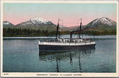 c1920s ALASKA STEAMSHIP COMPANY Postcard ''Steamer CORWIN in Alaskan Waters'' HHT
