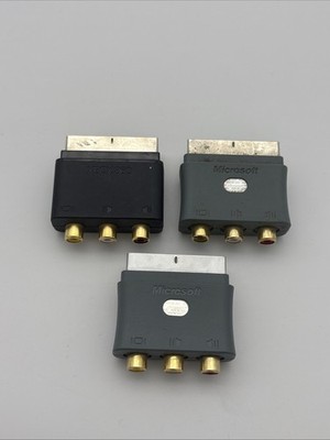 3x  Xbox 360 Gold Scart Adapter Chinch Audio Video PS 1 2 3 TV AV 3 RCA Game